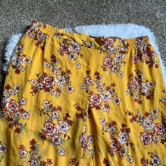 Torrid Pants Pull On Chiffon Floral Elastic Waist Yellow Wide Flowy Women’s 2X - Picture 4 of 7
